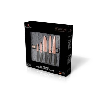 ZESTAW NOŻY Z LISTWĄ MAGNETYCZNĄ 6 EL. BERLINGER HAUS ROSE GOLD BH-2614