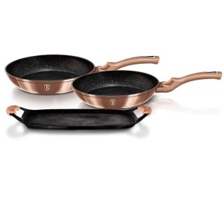 ZESTAW PATELNI GRANITOWYCH + PŁYTA DO SMAŻENIA BERLINGER HAUS METALLIC LINE ROSE GOLD BH-1669