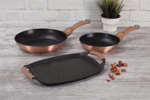 ZESTAW PATELNI GRANITOWYCH + PŁYTA DO SMAŻENIA BERLINGER HAUS METALLIC LINE ROSE GOLD BH-1669