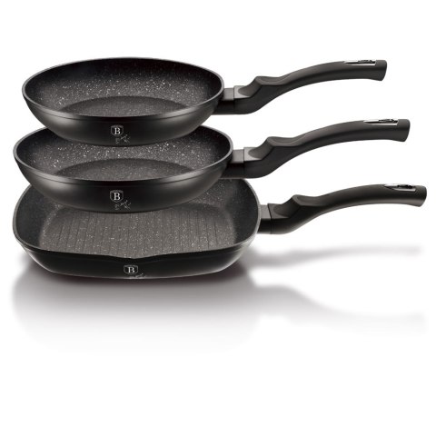 ZESTAW PATELNI Z POWŁ. GRANITOWYCH BERLINGER HAUS BLACK SILVER BH-6157